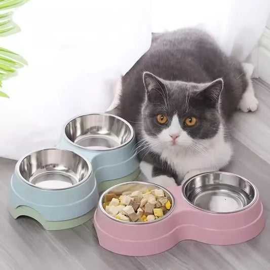 Double Pet Feeding Bowls
