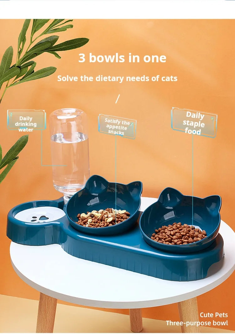 3-in-1 Cat Feeder Set