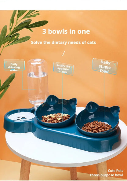 3-in-1 Cat Feeder Set
