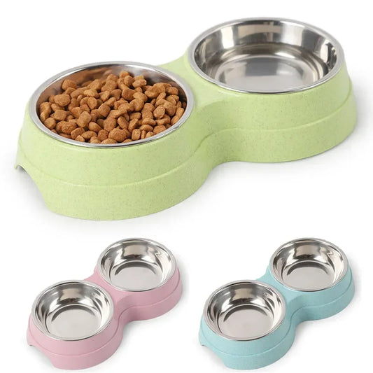 Double Pet Feeding Bowls
