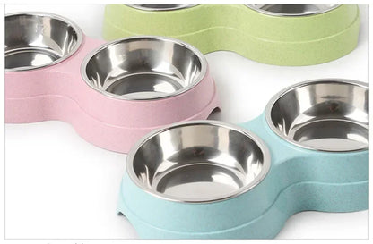 Double Pet Feeding Bowls