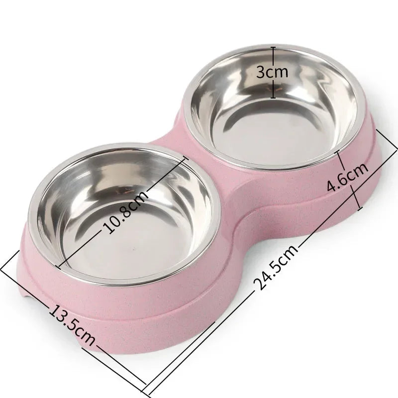 Double Pet Feeding Bowls